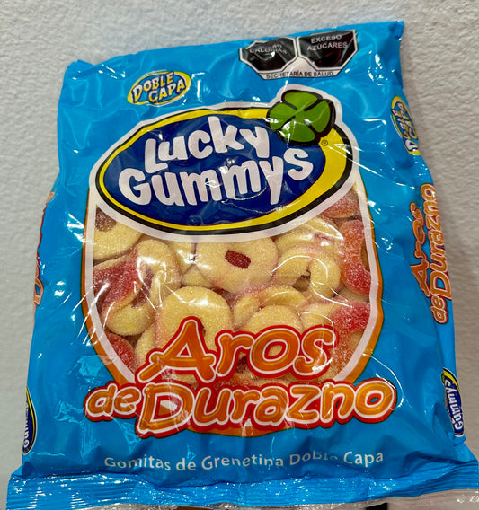 AROS DE DURAZNO GOMITAS LUCKY GUMMYS GRANDE 1 KG